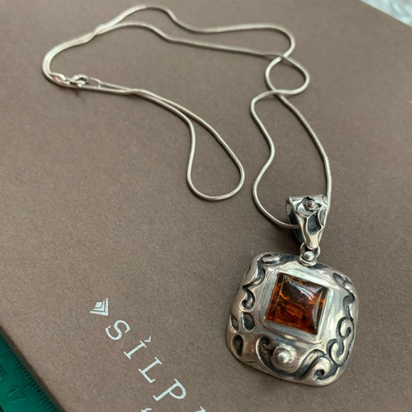 SILPADA Sterling Silver Amber pendant necklace - Picture 2 of 13